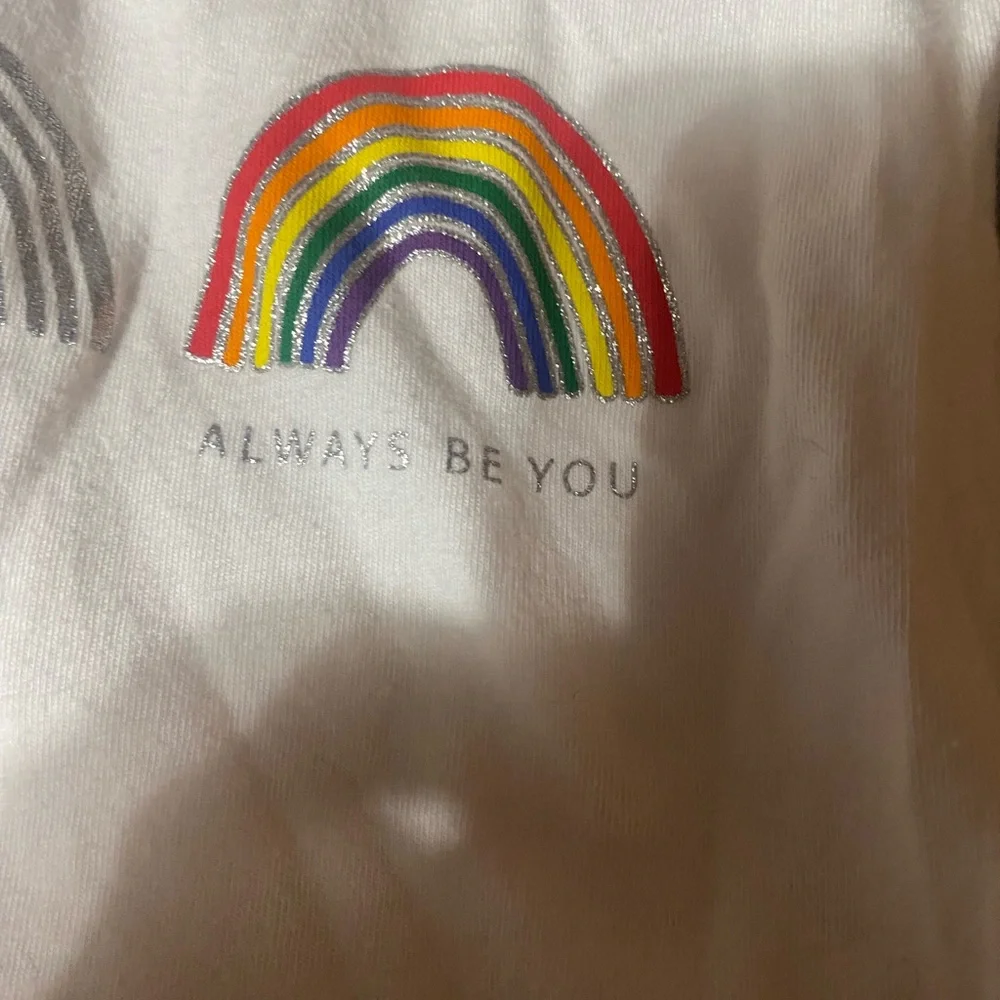 Carter's White‎ Tee with Rainbow and Black Graphics